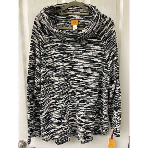 Ruby Rd woman size 1X new tag, black, gray white cowl neck sweater - Picture 1 of 4